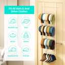 HapiRm Over Door Hat Organizer - 4 Tier Wall Mounted Hat Rack with 24 Hooks and 10 Movable Clips, Hanging Baseball Cap Organizer Storage Holds to 34 Caps for Door, Bedroom, Closet (White)