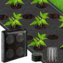3FTx50FT Weed Barrier Landscape Fabric Heavy Duty with Planting Holes, Weed Block Gardening Ground Cover Mat, Weed Control Garden Barrier Weed Block Mat with 15 U-Shaped Securing Pegs+15 Gasket