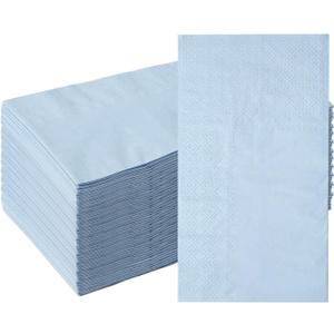 50 Pieces 3-ply Blue Napkins Disposable 13 x 15.7 Inches Guest Bathroom Napkins Disposable Hand Towels for Bathroom Wedding Birthday Party Paper Dinner Napkins