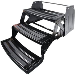Lippert Components 432687 24' Radius Corner Manual Step - Triple, 7' Rise , Black