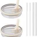 40 oz Tumbler Flip Straw Lid Replacement - Compatible with hydrojug lid replacement 40 oz Traveler cup. (Cream color) Pack of 2.
