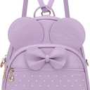 KL928 Girls Mini Backpack Bowknot Polka Dot Cute Daypacks Convertible Shoulder Bag Purse for Women (L.Purple)