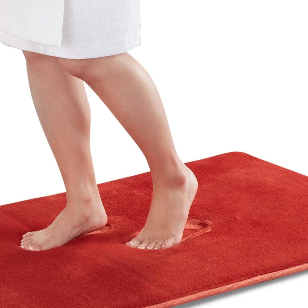 Genteele Memory Foam Bath Mat Non Slip Absorbent Super Cozy Velvet Bathroom Rug Carpet (20 inches X 32 inches, Autumn Glaze)