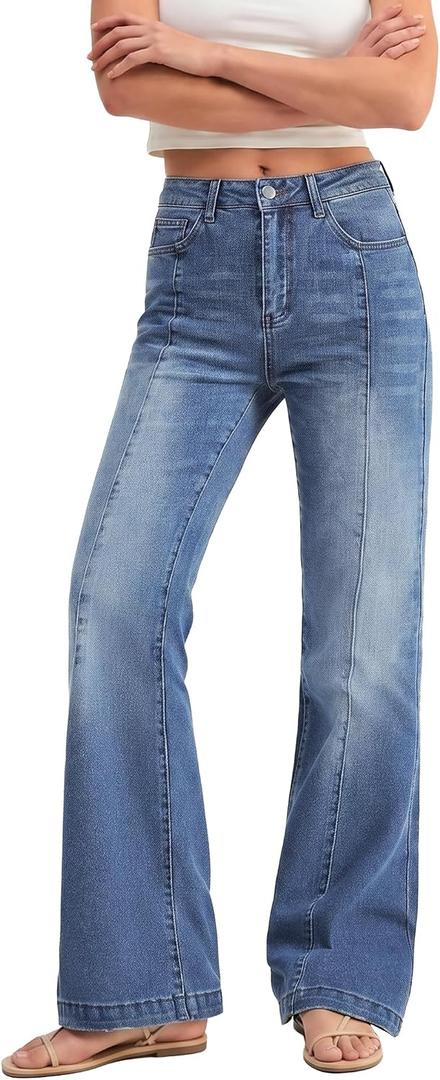 EMMIOL Flare Jeans for Women High Waisted Bootcut Jeans for Women Stretchy Denim Bell Bottom Pants Y2K School Outfits