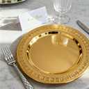 6 Pack 13'' Gold Party Chargers Reusable Large Plates, Greek Key Pattern Great for Elegant Party's Weddings Tableware Great for Serving dish