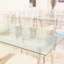Landical 16" x 24" Rectangle Clear Tempered Glass Table Top 3/8" Thick Eased Corners Clear Tempered Top Patio Table Replacement with 10 Anti Slip Pads for Kitchen Coffee Dining Table