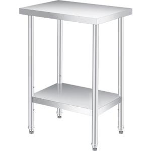 Garvee Stainless Steel Table, 14" x 24" NSF 2 Tier Prep Table, W/ Legs