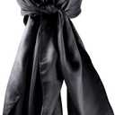 35inch Hair Scarf for Black Women Hair Silk Scarfs Satin Head Scarf Square Scarf Bandanas Hair Wraps Scarf for Women(Black) (Black)