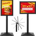 Pedestal Sign holder Stand 11x17inch Adjustable Standing Floor Sign Stand with Heavy Base & Snap Frame Display Stand for Indoor Outdoor Business Store Sign Holder Poster Stand (Black)