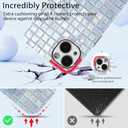 for iPhone 15 Mosaic Stained Glass Phone Case, Cute Aesthetic Plaid Cover for Women Girls Men, Magnetic Trendy Slim Fit Silicone Scratch-Resistant Shockproof Protection Cover - Light Blue Lattice