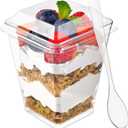 Zezzxu 5 oz Plastic Dessert Cups with Lids and Spoons 75 Pcs Serves 25, Banana Pudding Cups with Lids Mini Dessert Shooters for Party Individual Yogurt Parfait Jello Fruit Trifle