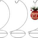 Abom 9in Ornament Display Stand, 3 Pack Silver Tabletop Hanging Ornament Hanger for Glass Globe, Air Plant Terrarium Holder, Witch Ball, Daily Decorations & Wedding Decor