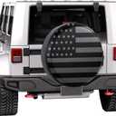 Spare Tire Cover for RV Trailer, 31.5''-32.5'' Waterproof Dustproof Wheel Cover with American USA Flag Pattern, PVC Leather Spare Tire Wheel Cover, Universal Car Accessories (17 Inch)