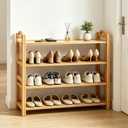 4-Tier Shoe Rack Bamboo Shoe Organizer Free Standing Shoe Storage for Entryway, Closet, Hallway, Bathroom and Living Room, Natural