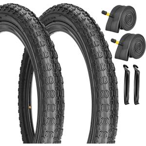 2 Pack Bike Tires and Tubes BMX for Kids Bike 12.5"/14"/16"/ 18"/ 20"x2.125" Compatible with 12.5"/14"/16"/ 18"/ 20"x1.75"/2.125" for Trail Commuter Pavement Bicycles