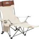 Folding Camping Chair with Footrest, Tan/Brown
