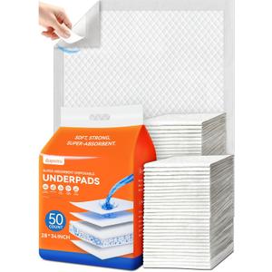 50 Count 28" x 34" Disposable Puppy Pads, Super Absorbent Dog Pee Pads with Anti-Slip Adhesive Tabs, Quick-Dry, Leak-Proof, Odor Control Training Pads for Dogs & Pets, X-Large