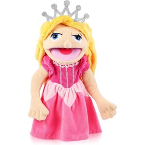 Role Play Hand Puppets Hand Plush Chef Doctor Fireman Pirate Detective Athlete Nurse Worker Hand Puppet Toys Puppets for Kids Storytelling Imaginative Pretend Play Teaching Preschool(Princess)