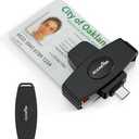 Type C CAC Reader, DOD Military USB C Common Access CAC Card Reader, Mini Portable USB Smartfold Type C Smart Card Reader SIM Card Reader Compatible with Windows, Mac OS