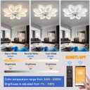 35.5" Ceiling Fan with Lights Remote Control, Modern Low Profile Flush Mount Ceiling Fan with Lights, Dimmable Ceiling Fans 3 Color 6 Speed for Bedroom Living Dining Room Kitchen - White