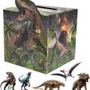 SietDESEO Valentines Cards Box for Kids Dinosaur Valentines Cards for Kids Classroom Exchange School Valentines Mailbox with 30 Dinosaur Cards