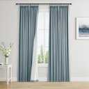 Pinch Pleated 100% Blackout Linen Curtains 84 Inch Length 2 Panel Sets for Bedroom Living Room TextureThermal Black Out Curtains with Hooks Rings Back Tab Darkening Soundproof Drapes Dusty Blue