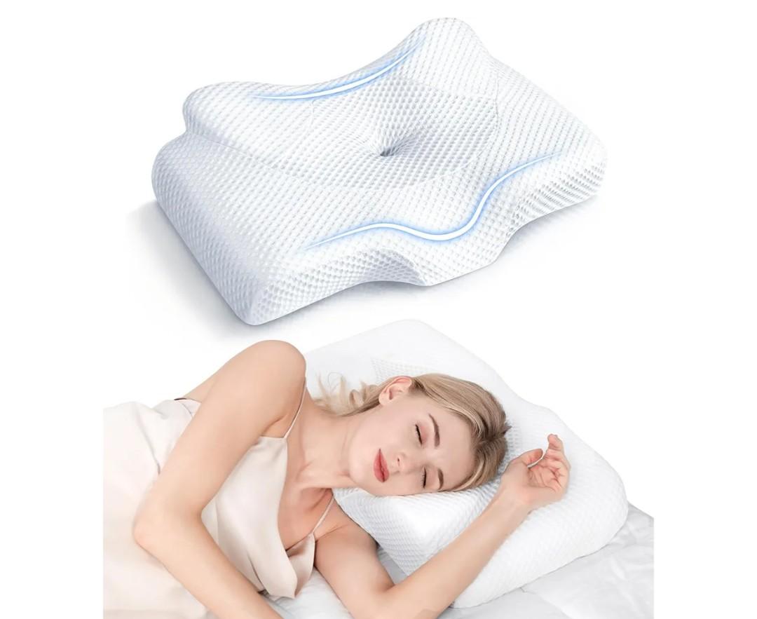 Osteo Cervical Pillow for Neck Pain Relief, Hollow Design Odorless Memory Foam Pillows with Cooling Case, Adjustable Orthopedic Bed Pillow for Sleeping, Support for Side Back Sleepers