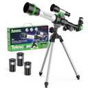 ToyerBee Kids Telescope, Space Toys with 3 Eyepieces & Compass, Portable Science Kits for Kids as Astronomy Gifts, Great Educational Telescope and Stem Toys to See Moon, Buildings and Animals, Green