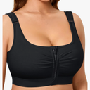 BRABIC Wireless Zip Front Closure Bras for Women No Underwire Full Coverage Comfort Everyday Post Surgery Compression Bra L