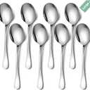 Stainless Steel Serving Spoons Set, 8pc, 10-Inch, Includes 8 Large Spoons, for Parties/Kitchen/Buffet/Catering, Dishwasher Safe (Silver)