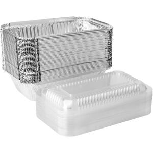 70 Pack Aluminum Pans with Clear Lids, Disposable Takeout Loaf Pan Foil Food Containers with Strong Seal for Freshness and Spill Resistance, 7.8 x 4.53 x 2.17 Inch