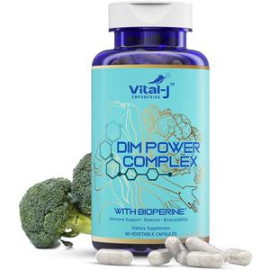 4-in-1 DIM Potent Complex 300mg - Estrogen Balance and Metabolism, Energy & Menopause Support Supplement with Bioperine (x4), Calcium and Broccoli Extract - for Women and Men 30 Servings (60 Count (Pack of 1))