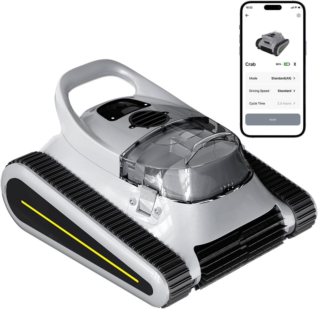 Cordless Robotic Pool Cleaner, Pool Vacuum 180W Brushless Motor, 45000Pa Suction, Wall & Waterline Climbing, Auto Path Mapping, for Inground & Above-Ground Pools up to 2150 Sq. Ft. (Gray)