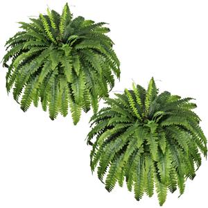 Artificial Ferns for Outdoors & Indoors, 51" Fake Ferns Artificial Plants Large with 66 Fronds, 2 Packs Faux Fern Greenery for Porch Windowsill Garden Planter Home Office Decor, Potted or Hanging