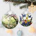 2 x Religious Ornament, Stained Glass Christmas Decorations, Christmas Ornaments for Tree, Holiday Ornament, Cross Gifts, Holiday Party Gifts, Gift Ideas & Xmas Gift