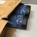 LIFFY Outdoor Side Table,12" Round Ceramic Tile Tabletop Accent Table with Metal Frame, Indoor Small Decorative Plant Stand & End Table for Home, Patio, Garden (Navy Blue-12 Inches)