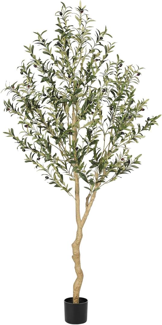 Realead 6ft Faux Olive Tree, Tall Olive Tree Plants, Fake Potted Olive Silk Tree, Artificial Olive Trees for Modern Home Office Living Room Floor Decor Indoor