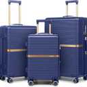 Joyway 3 Piece Luggage Set (20/24/28 Inch) Lightweight ABS Hard shell Suitcases, Spinner Wheels, TSA Lock, Durable Travel Luggage (Dark Blue)