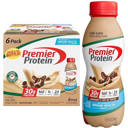 Premier Protein Shake, Café Latte, 30g Protein 1g Sugar 24 Vitamins Minerals Nutrients to Support Immune Health, 11.5 fl oz (Pack of 12), EXP 31/01/2026