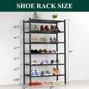 Smiry Bamboo Shoe Rack, 6 Tier Free Standing Wooden Shoe Organizer, Stackable 12 Vertical Slats Wood Shoe Storage Shelf for Closet, Entryway, Three-piece Thicker Legs, 26.8"x11"x39", Black