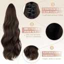 FELENDY 16" Ponytail Extension Long Curly Wavy Ponytails Clip in Claw Hair Extension Pony Tails Natural Looking Synthetic Hairpiece for Women Medium Brown