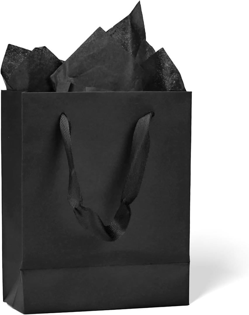 Aosric 30 Pack 6x3x7.5 Black Gift Bags  Small Sturdy & Reusable Premium Gift Bags for Jewelry, Perfume, Skincare, Cosmetics, Boutique Gift, Party Favors, Weddings, Birthdays, Christmas and Holidays