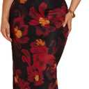 BEAUDRM Women's Plus Size Cocktail Floral Maxi Dress Deep V Ruffle Short Sleeve Bodycon Mesh Wedding Guest Party Dresses Red 4X-Large Plus