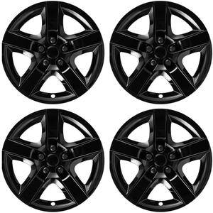 17-Inch Gloss Black Wheel Skin Set Compatible with Chevrolet Malibu 20082012 | Snap-On Hubcaps for 5-Lug Steel Wheels | Stylish OEM Replacement Wheel Covers (Set of 4)