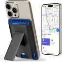 for Magsafe Wallet with Find My Functionality, 5 Card Holder, RFID Blocking, Strongest Magnetic Wallet for iPhone 17/16/15/14/13/12 Series, iPhone Wallets with Adjustable Stand & Grip, Black