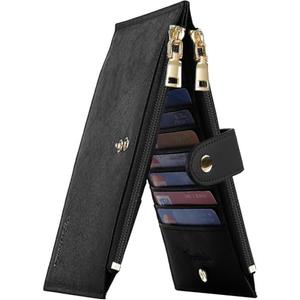 Travelambo RFID Wallet Women Large Size Bifold Multi Card Wallet Case with Zipper Pocke Credit Card Holder for Women
