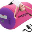 Gymnastics Tumbling Equipment Inflatable Air Barrel Tumbler Roller Backbend Trainer with Pump for Cheerleading, Yoga, Stretching & Home Gym Training (39.37inch*23.6inch, Pink+Purple)