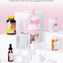 2 x Pill Reminder for Easy Tracking Without Refills, Reusable Pill Tracker for Vairous Bottles, Arthritis-Friendly & Anti-Slide Medication Tracker, Compact Medicine Reminder for Pet Meds, White, 2-Pack