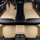 Customize All-Weather Protection Luxury Leather Floor Mats for Cars, SUVs, and Trucks According to Automotive Model (3D Beige Floor mats)