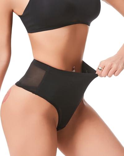Aintmax Tummy Control Thong Shapewear Underwear for Women Low Rise Seamless Body Shaper Girdle Compression Panties Black L